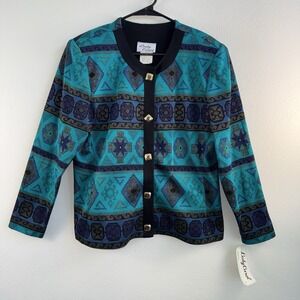 Vintage NWT Lady Carol Jacket Womens Size 16 Southwestern Aztec USA Made 90s